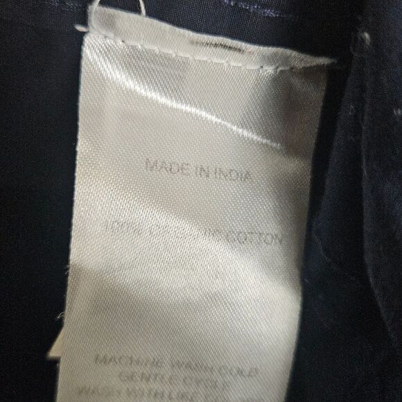 QUINCE Navy 100% Cotton Long Sleeve Pajama Top with Piping Small - Picture 3 of 4